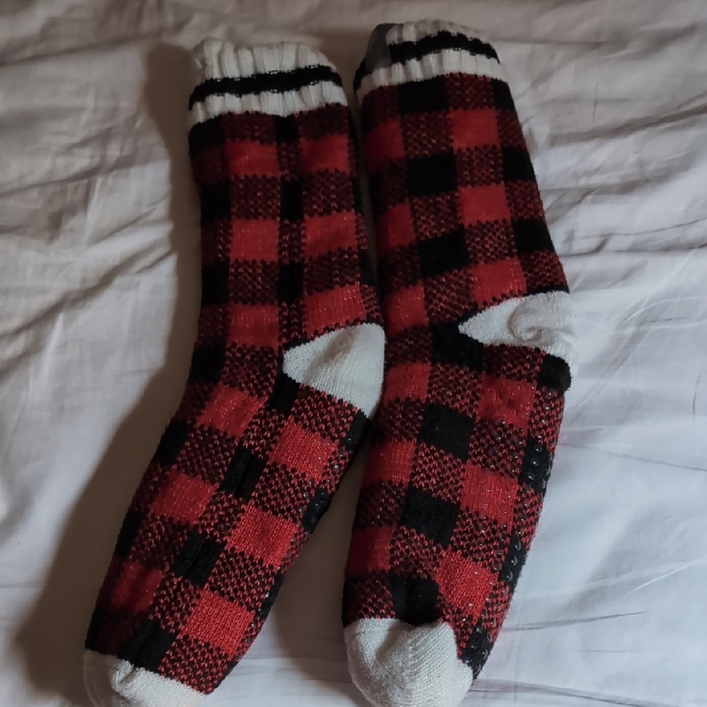 Bench Red and Black Plaid Women's Socks